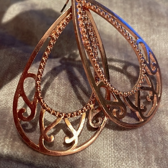 Southwestern Style Rosetone Open Hoops 2 1/2” Long - Picture 3 of 7